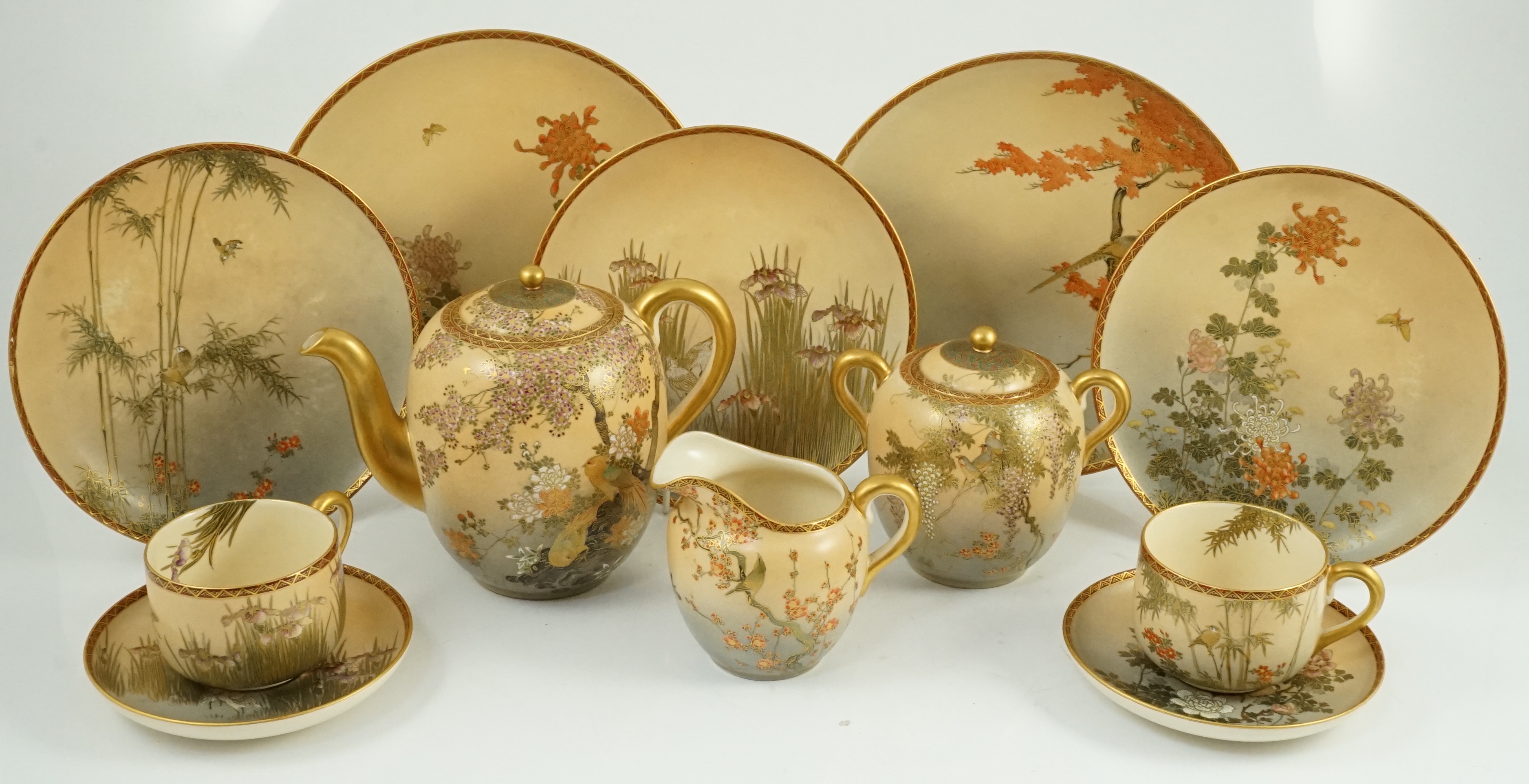 A Japanese Satsuma pottery teaset, signed Tashiro, early 20th century